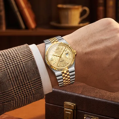 Herren Business Quarzuhr Edelstahlarmband Leuchtend Wasserdicht Kalender Klassische Mode Armbanduhr Für Herren Elegante Dress Watch