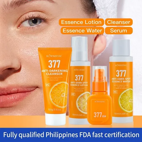 Kormesic 377 Skincare Set For Women Brightening Essence Water Lotion Cleanser Serum Whitening Facial Care Kit With Vitamin C