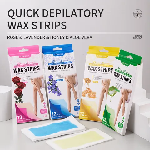 KORMESIC Bandes de Cire Épilatoire Professionnelles pour Jambes Aisselles Bras Corps Miel Naturel Aloe Vera Rose Lavande Bandes de Cire à Froid