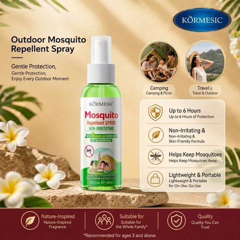Kormesic Botanical Mosquito Repellent Spray Long Lasting 6 Hours Protection Gentle Non Irritating Body Protective Spray