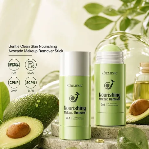 KORMESIC 2-In-1 Pflegender Make-Up-Entferner Stick Avocado Vitamin E Sanfter Reinigungsbalsam Für Gesicht Augen Milde Hautpflege
