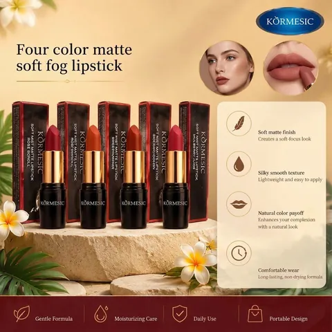 KORMESIC Soft Mist Matte Lipstick Velvet Mist Waterproof Long Lasting Moisturizing Lip Makeup For Women Cosmetic Daily Lip Care