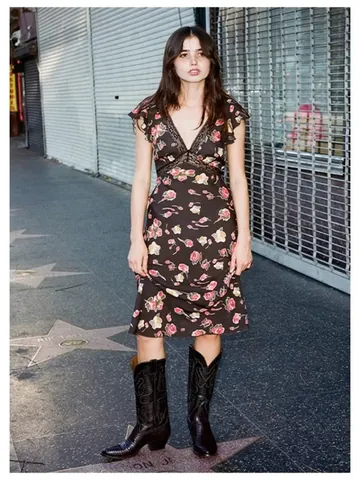 Dames Bloemen Zijdemix Midi Jurk V-hals Kant Mouwloos Bodycon Franse Retro Rozenprint Zomerjurk Elegant