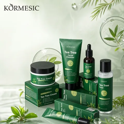 Tea Tree Leaf Oil Face Skincare Set Oil Control Acne Treatment Moisturizing Toner Cream Serum Facial Cleanser For Women