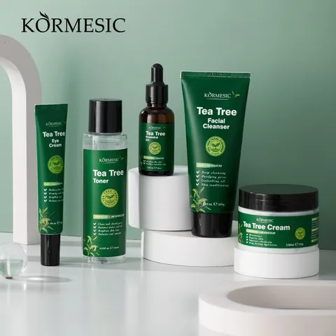Tea Tree Leaf Oil Face Skincare Set Oil Control Acne Treatment Moisturizing Toner Cream Serum Facial Cleanser For Women