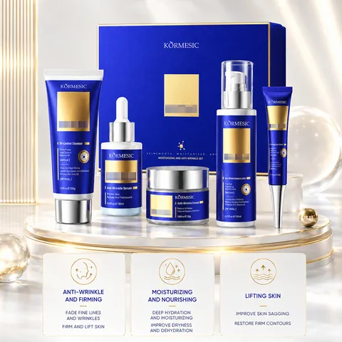 Retinol Face Moisturizing Skincare Kit With Cleanser Serum Lotion Eye Cream For Women Daily Skin Care Anti Wrinkle Firming