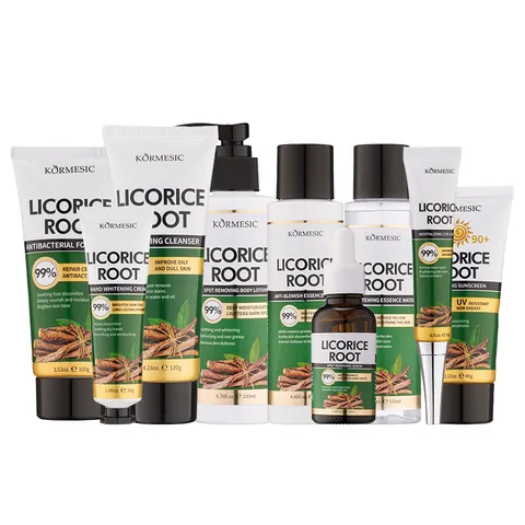 Licorice Root Skincare Set For Whitening Spot Removal Sun Protection Brightening Serum Face Cream Essence Water Body Lotion