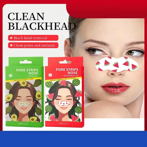 KORMESIC 6 Pieces Fruit Nose Pore Strips Blackhead Remover Avocado Watermelon Deep Cleaning Pores Soothing Nasal Membranes Women