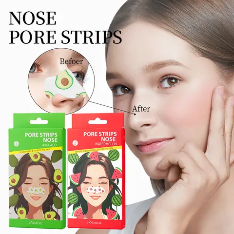 KORMESIC 6 Pieces Fruit Nose Pore Strips Blackhead Remover Avocado Watermelon Deep Cleaning Pores Soothing Nasal Membranes Women