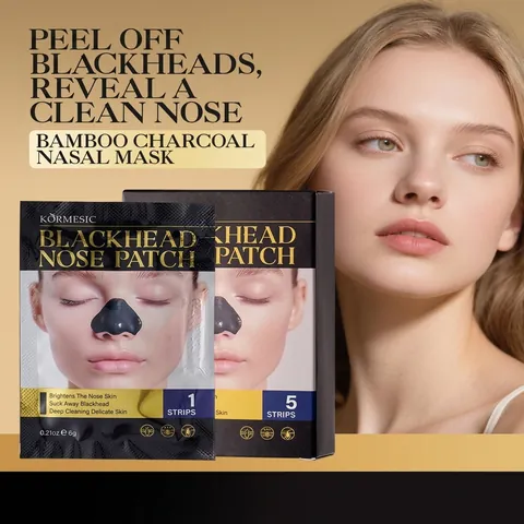 KORMESIC Masque Nasal au Charbon de Bambou Éliminateur de Points Noirs Pelable Nettoyage en Profondeur Patchs Nasaux pour Hommes Femmes Soins du Visage