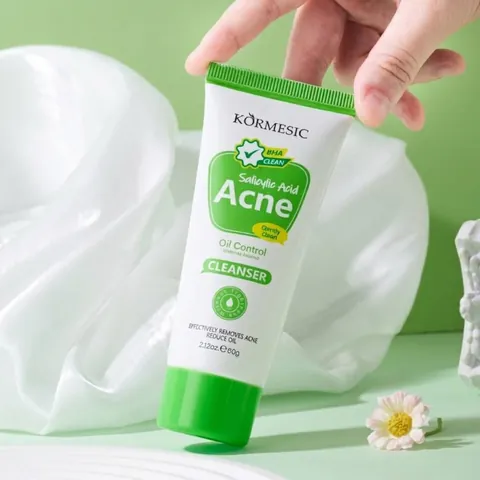 KORMESIC Salicylic Acid Acne Facial Cleanser Oil Control Refreshing Face Wash BHA Amino Acid Deep Cleansing For Oily Skin