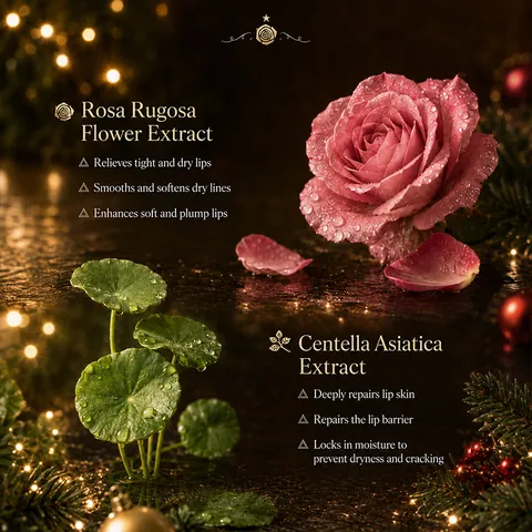 KORMESIC Christmas Collection Rose Lip Balm Deep Moisturizing Soothing Repair Dry Lips Nourishing Winter Skincare Gift For Women