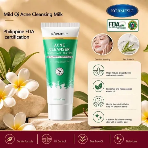 Limpiador Facial Anti Acné KORMESIC Ácido Salicílico Árbol de Té Control de Grasa Limpieza Profunda de Poros para Hombre Mujer
