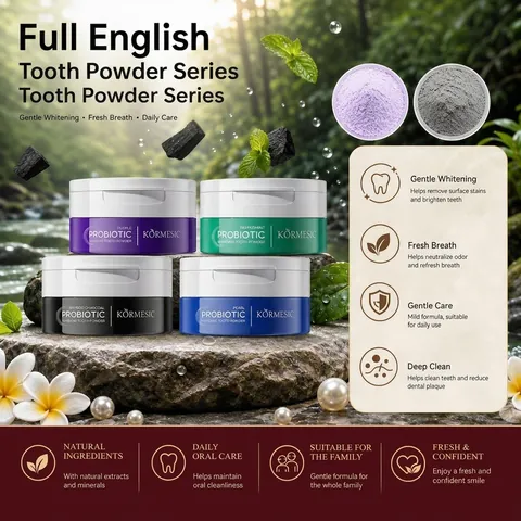 Polvo Dental Probiótico Blanqueamiento Dental Cuidado Bucal Limpieza Menta Carbón de Bambú Perla Polvo Púrpura