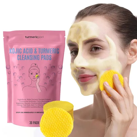 Turmeric Kojic Acid Cleansing Pads For Face Brightening Deep Cleaning Exfoliating Facial Cleanser Pads Skin Care Unisex