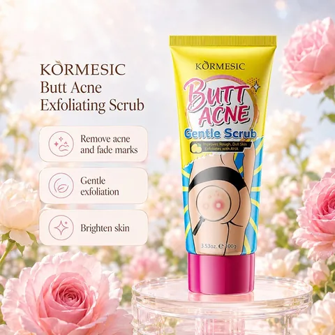 KORMESIC Butt Scrub For Smooth Skin AHA Walnut Shell Powder Exfoliating Butt Acne Treatment Body Care Skin Cream