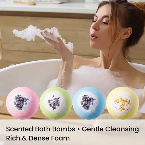 KORMESIC Bombas de Baño Perfumadas Naturales Con Pétalos de Flores Secas Limpieza Corporal Hidratante Sales de Baño con Aceites Esenciales Para Spa Relax