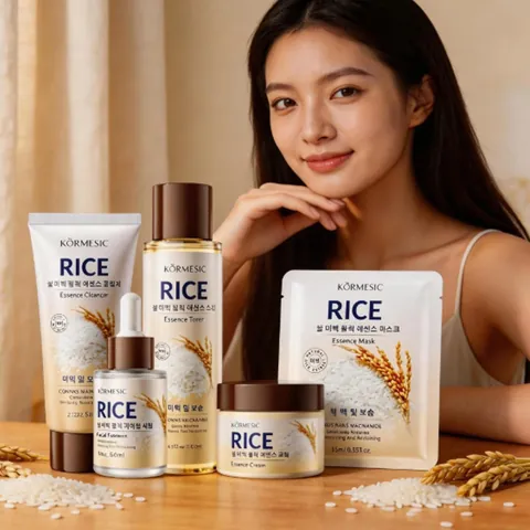 KORMESIC Rice Extract Niacinamide Skincare Set For Moisturizing Whitening Facial Care Essence Toner Cleanser Cream Mask