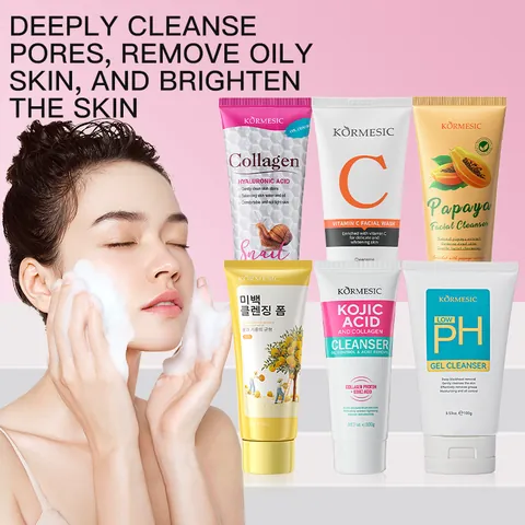 KORMESIC Tiefenreinigung Gesichtsreiniger Schnecke Kollagen Hyaluronsäure Vitamin C Papaya Aloe Avocado Extrakt Gesichtswäsche Hautpflege