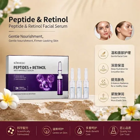 KORMESIC Peptide Retinol Anti-Wrinkle Facial Serum Ampoule Set Firming Anti-Aging Smoothing Moisturizing Skin Repair Serum For Women