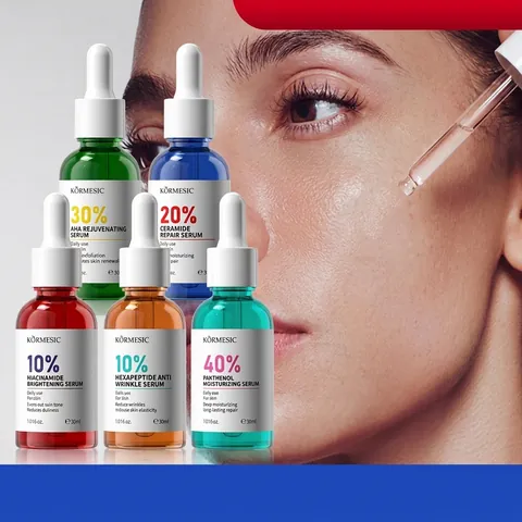 Kormesic Facial Serum AHA Niacinamide Hexapeptide Ceramide Panthenol Essence Professional Face Skin Care Treatment For Women