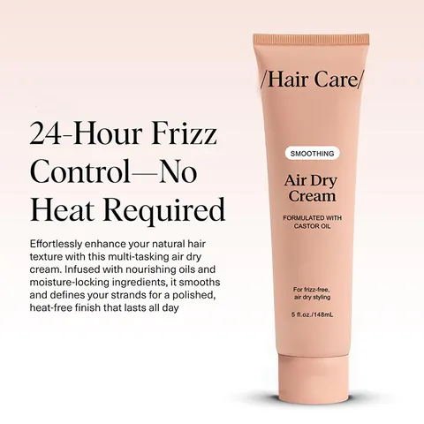 Smoothing Air Dry Cream For Frizz Control Nourishing Leave-In Conditioner With Castor Oil For All Hair Types