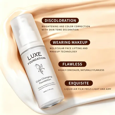 Color Changing Foundation Liquid Flawless Coverage Skin Tone Adjusting Moisturizing Face Makeup Concealing Base Cream