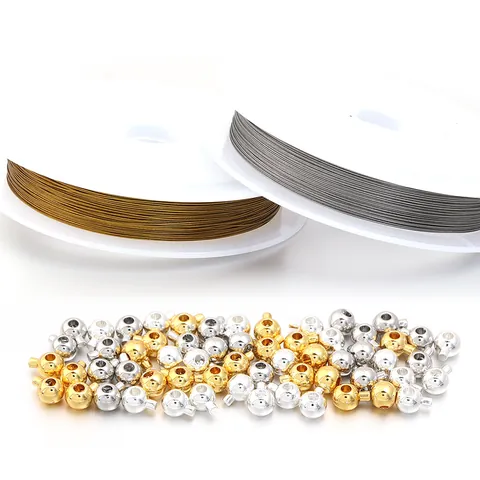 Filo per Perline in Acciaio Inossidabile Set di Perline in Metallo DIY Collana Braccialetto Materiale per Gioielli Fai da Te
