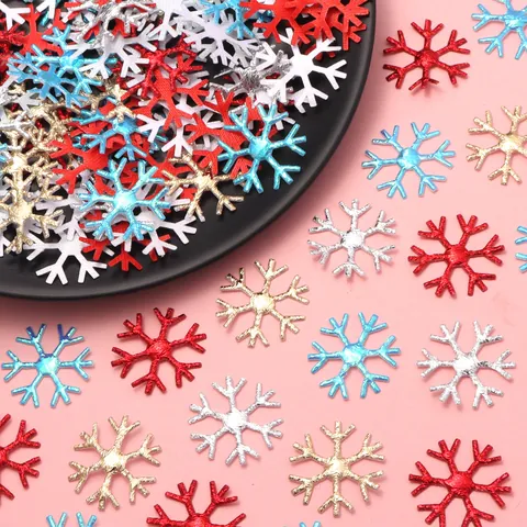 Lentejuelas de Copo de Nieve de Navidad DIY Parches Decorativos Decoración de Árbol de Navidad Copo de Nieve con Purpurina