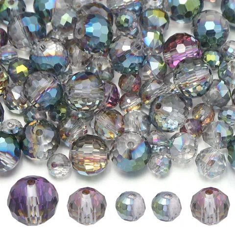 Perles en Verre Facettées Couleur AB pour la Fabrication de Bijoux DIY Accessoires de Bracelet Collier Perles en Verre en Vrac