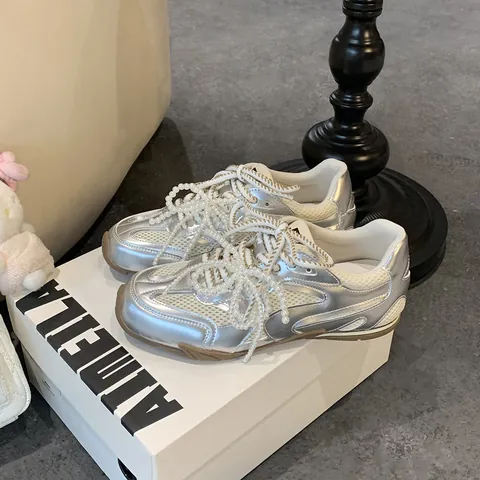 Women Genuine Leather German Army Trainers Pearl Shoelace Hidden Wedge Ballet Style Sneakers Casual Fashion Sport Shoes