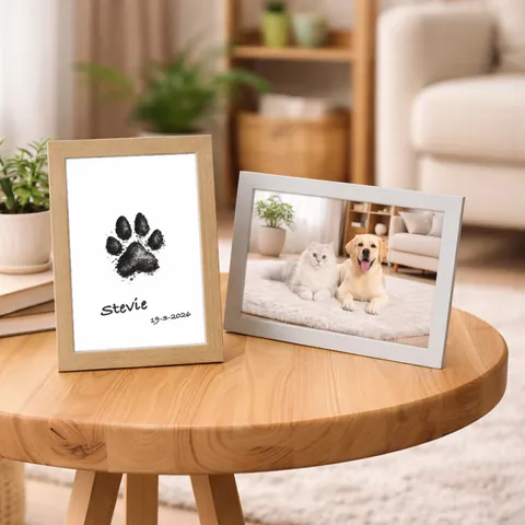 Kit Cornice Foto Commemorativa Impronta Zampa Cane Gatto Fai Da Te Legno Con Tampone Inchiostro Senza Contatto Souvenir Casa