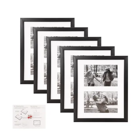 Lot de Cadres Photo Modernes en PVC Or Argent Noir Blanc Cadre Minimaliste Décoration Murale Avec Passe-Partout Et Matériel de Fixation pour Bureau à Domicile