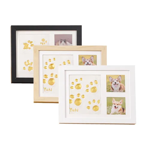 Kit Cadre Photo Souvenir Empreinte de Patte DIY Avec Argile et Pigment Cadre Commémoratif en Panneau Artificiel pour Bébés Chiens Chats