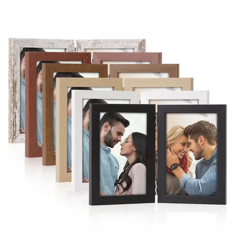 Retro Folding Double Picture Frame Hinge Photo Frame For Tabletop Display Home Office Desk Decor Memory Keepsake Gifts