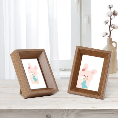 Mini Cadre Photo de Table en MDF Grain de Bois Avec Verre Véritable Petit Cadre Photo pour Décoration de Bureau Mariage