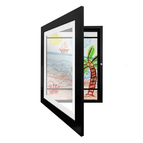 Kids Art Frame Magnetic Front Opening Storage Display Frame For Children Artwork Students Painting MDF Wood Grain Photo Frame