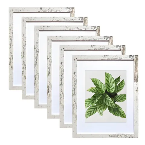 Marco de Fotos de Madera Blanco Lavado Rústico Para Montaje en Pared Mesa Marco Para Póster Arte Oficina Decoración Hogar