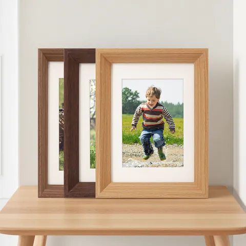 Marco de Fotos de Madera Minimalista para Colgar en la Pared Veta de Madera de Nogal para A4 A3 Póster Arte Decoración