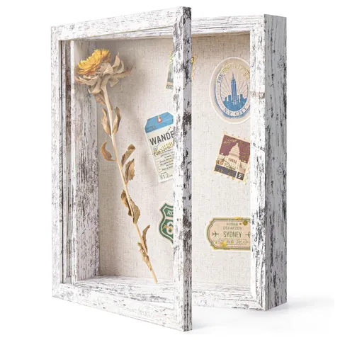 Marco 3D Shadow Box MDF Vidrio Templado Tapa Magnética con Bisagra para Flores Secas Especímenes Medallas Caja de Exhibición Decoración