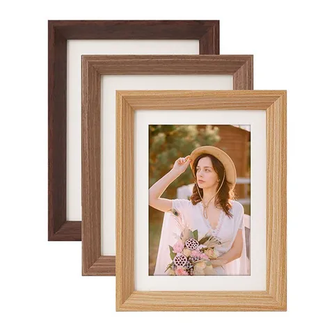 Marco de Fotos de Madera Minimalista para Colgar en la Pared Veta de Madera de Nogal para A4 A3 Póster Arte Decoración