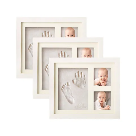 Kit Cadre Photo Empreinte de Main et de Pied Bébé DIY Souvenir Empreinte de Patte d'Animal Cadre en Bois d'Ingénierie Décoration de Maison Cadeau Commémoratif