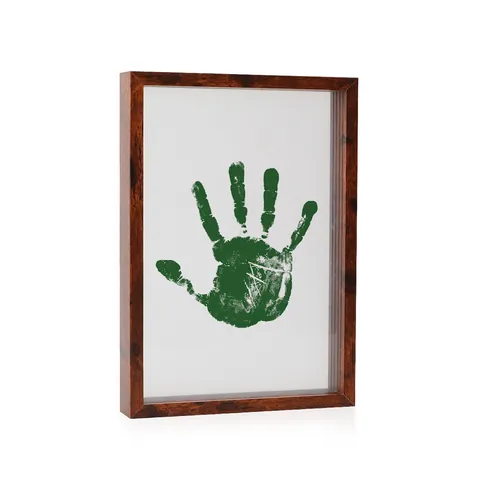 Ensemble de Cadres Photo DIY Empreinte de Main Familiale Avec Peinture Acrylique Multi-Fente Cadeau Commémoratif MDF Texture de Bois Cadre Photo Décoration de Maison