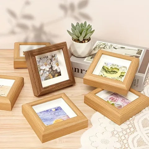 DIY Κορνίζα Shadow Box Τετράγωνη Κούφια Κορνίζα Φωτογραφίας Υφή Ξύλου για Δείγμα Πεταλούδας Αποξηραμένα Λουλούδια Διακόσμηση