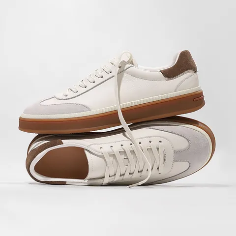 Men German Training Shoes Casual Sneakers Microfiber Leather Color Block Flat Shoes Retro Board Shoes For Daily Wear