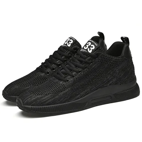 Men Height Increasing Running Shoes Breathable Flyknit Mesh Thick Sole Sports Casual Sneakers Plus Size Footwear