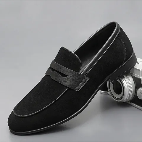 Men's British Style Suede Leather Loafers Business Formal Slip-on Flat Shoes Breathable Penny Loafers For Men Casual Shoes
