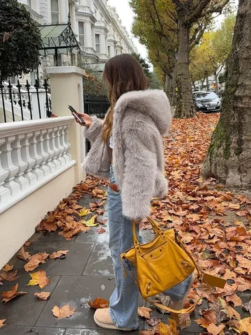Damen Fuchspelz-Imitat Jacke Mit Kapuze Herbst Winter Plüsch Oberbekleidung Lässiger Einfarbiger Kunstpelzmantel Für Damen
