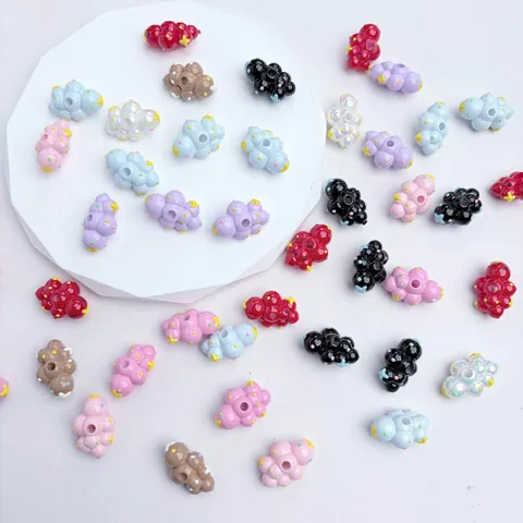Hand Painted Cloud Acrylic Beads Colorful Printed Spacer Beads For DIY Jewelry Making Phone Chain Keychain Accessories