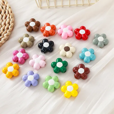 Large Hole Sunflower Acrylic Beads Baked Paint Multi Color Sunflower Spacer Beads DIY Jewelry Making Craft Accessories